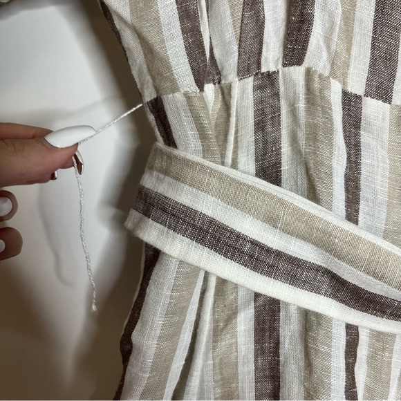 Free People linen Monday striped tie waist midi dress - Picture 7 of 8